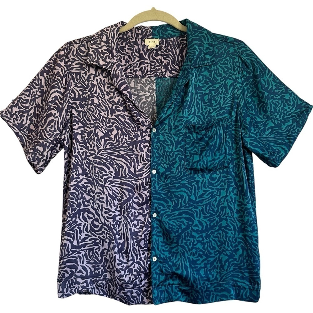 ANTHROPOLOGIE TINY POSTCARD CONTRAST COLOR BUTTON DOWN TOP SIZE SMALL - Picture 4 of 14